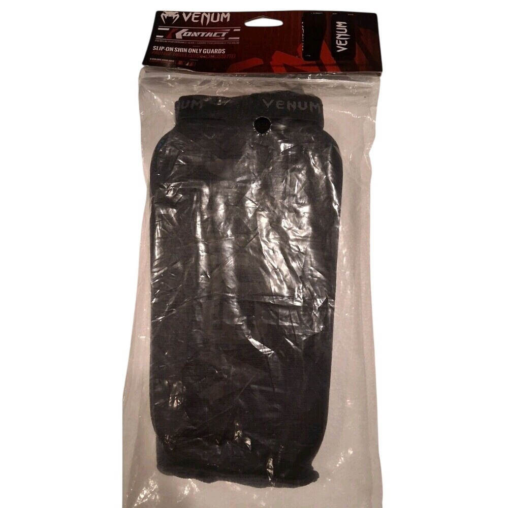 Venum‎ Kontact Premium Slip-On Shin Only Guards - Black/Black Size LARGE TALL